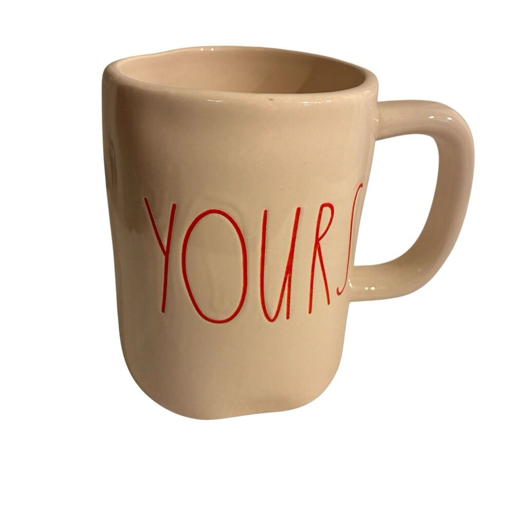 Rae Dunn Artisan Collection Magenta Coffee Mug With YOURS in Red On It